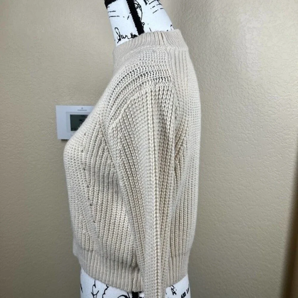 Kendall & Kylie cream sweater women crop knit long sleeve sweater size S - Picture 10 of 12